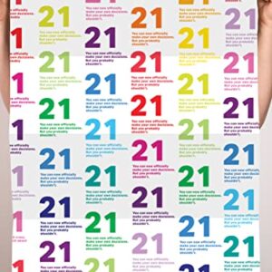 CENTRAL 23 Funny Wrapping Paper Adult - 21st Birthday Wrapping Paper For Women Or Men - 6 Sheets Gift Wrap For Birthdays - Comes With Fun Stickers