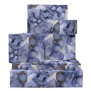 central 23 marble wrapping paper - 6 sheets gift wrap - ink blot - navy blue - abstract giftwrap for birthday - comes with stickers - recyclable