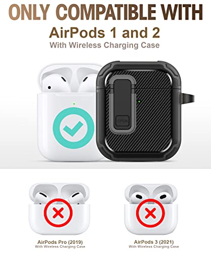 Koaichi for AirPods 2nd/1st Generation Case, Full-Body Ultra-Hard Shell Protective Cover with Lock, Powerful Drop Protection, Well Built Case Designed for AirPods 2/1, Black