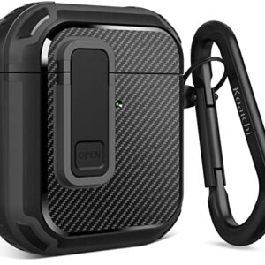 Koaichi for AirPods 2nd/1st Generation Case, Full-Body Ultra-Hard Shell Protective Cover with Lock, Powerful Drop Protection, Well Built Case Designed for AirPods 2/1, Black