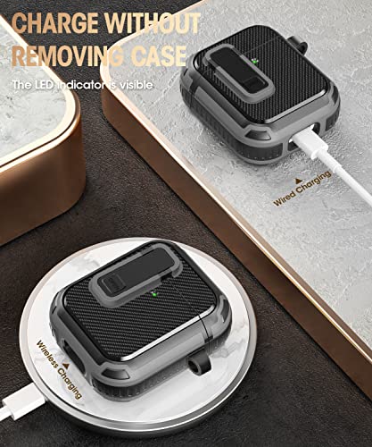 Koaichi for AirPods 2nd/1st Generation Case, Full-Body Ultra-Hard Shell Protective Cover with Lock, Powerful Drop Protection, Well Built Case Designed for AirPods 2/1, Black