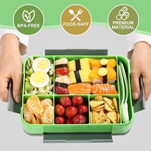 LOVINA Bento Box for Adult Kids, Stylish Teens Adult Lunch Box Containers With 5 Compartments, Durable, Microwave/Dishwasher Safe, BPA-Free, Perfect for On-the-Go Meal(Grey)
