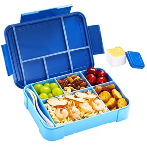 lovina bento box for adult kids, stylish teens adult lunch box containers with 5 compartments, durable, microwave/dishwasher safe, bpa-free, perfect for on-the-go meal(blue)