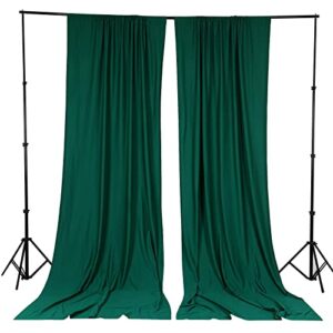 efavormart 2 pack | hunter emerald green fire retardant scuba polyester curtain panel backdrops wrinkle free with rod pockets - 10ftx10ft