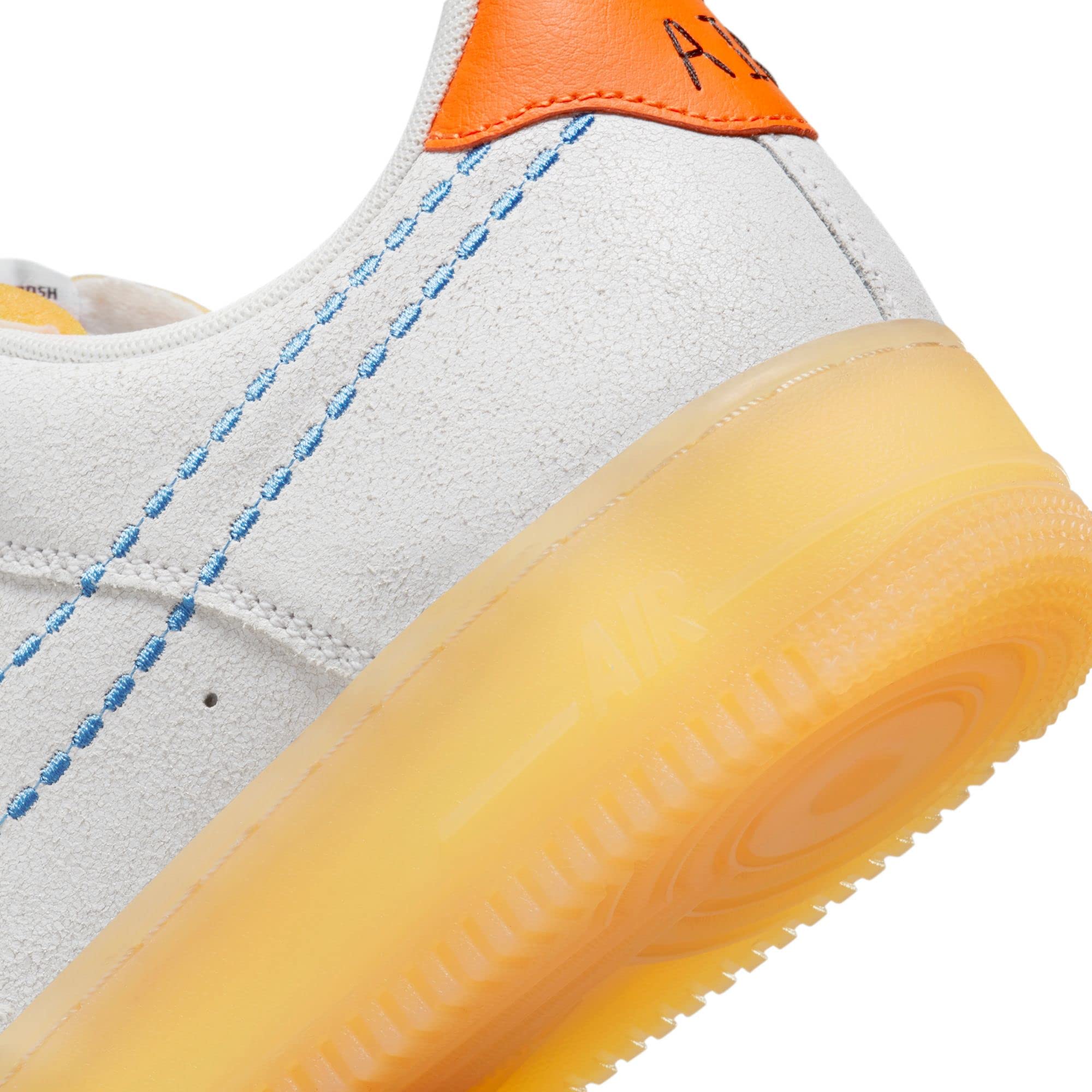 Nike mens Air Force 1 '07 LV8 shoes, Grey/University Blue/Orange, 14