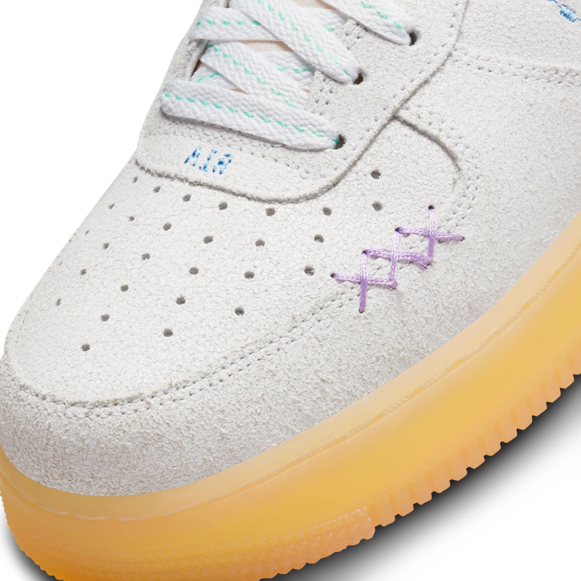 Nike mens Air Force 1 '07 LV8 shoes, Grey/University Blue/Orange, 14