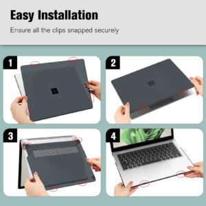Fintie Case for 13.5 Inch Microsoft Surface Laptop 5/4/3 with Metal Keyboard (Model: 1951/1868) - Protective Slim Snap On Hard Shell Cover, Crystal Black