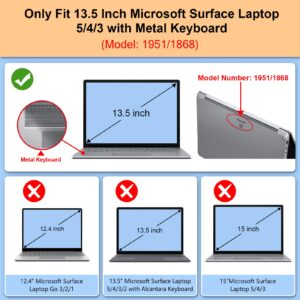 Fintie Case for 13.5 Inch Microsoft Surface Laptop 5/4/3 with Metal Keyboard (Model: 1951/1868) - Protective Slim Snap On Hard Shell Cover, Crystal Black