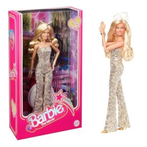 barbie margot robbie as in gold disco jumpsuit the movie collectible doll (hpj99)