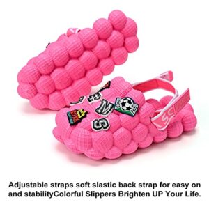 QIGEGE Kids Bubble Slides with DIY Football Baseball Charms Boys Girls Golf Ball Shoes, Funny Massage Bubble Slippers Kids Non-Slip House Slippers Beach Sandals