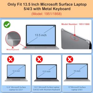 Fintie Case for 13.5 Inch Microsoft Surface Laptop 5/4/3 with Metal Keyboard (Model: 1951/1868) - Protective Slim Snap On Hard Shell Cover, Crystal Clear