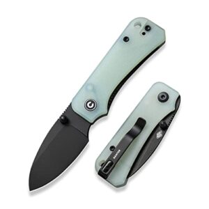 civivi baby banter pocket knife for edc, ben petersen folding knife with 2.34 in nitro v steel blade g10 handle, titanium thumb stud opener c19068s-8 (natural)