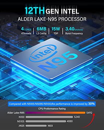 KAMRUI GK3 Plus Mini PC,12th Intel Alder Lake- N95 (up to 3.4GHz) 16GB RAM 512GB M.2 SSD Micro PC, Gigabit Ethernet, 4K UHD, Dual Wi-Fi, BT 4.2 Home/Business Mini Desktop Computer