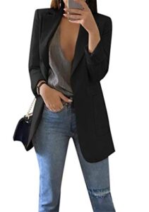 bofeta women long sleeve blazer jacket lapel plus size blazer cardigan black xl