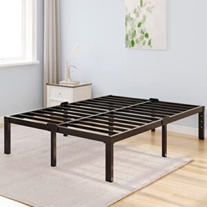 kydins platform bed frame queen size with storage headboard compatible 14 inch high metal no box spring needed black mattress foundation heavy duty steel slat