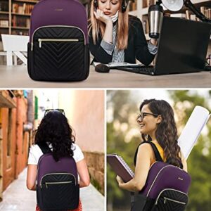 LOVEVOOK Laptop Backpack for Women, 15.6 Inch Backpack Purse, Fashion Travel Business Work Laptop Bag, Aesthetic University Nurse Backpacks, Office Dayback Computer Sport Bagpack, Purple