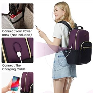 LOVEVOOK Laptop Backpack for Women, 15.6 Inch Backpack Purse, Fashion Travel Business Work Laptop Bag, Aesthetic University Nurse Backpacks, Office Dayback Computer Sport Bagpack, Purple