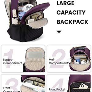 LOVEVOOK Laptop Backpack for Women, 15.6 Inch Backpack Purse, Fashion Travel Business Work Laptop Bag, Aesthetic University Nurse Backpacks, Office Dayback Computer Sport Bagpack, Purple