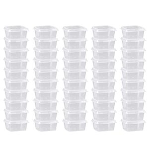 OULIGET Plastic Souffle Cups,Disposable Clear Leak Proof Sauce Cup With Hinged Lid,Used for Various Sauces,Food Samples,Storage Crafts,2 OZ,Square 50 Pieces