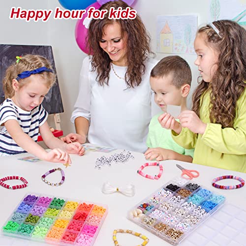 QUEFE 6300pcs 32 Colors Clay Beads, Bracelet Making Kit for Girls, 6mm Heishi Beads for Jewelry Making