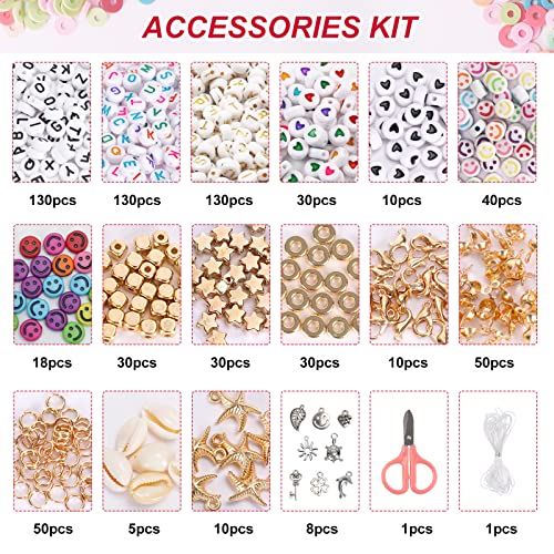 QUEFE 6300pcs 32 Colors Clay Beads, Bracelet Making Kit for Girls, 6mm Heishi Beads for Jewelry Making