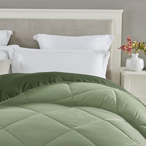 Seward Park Full/Queen Size Reversible Comforter Girls Bedding Lightweight Microfiber Fill Bedspread All Season Fall Warm Blanket Sage Green/Forest Green