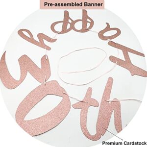 WOJOGO 30th Birthday Decorations for Women, Rose Gold 30 Birthday Decorations for Her Him, Including Happy 30th Birthday Banner Hanging Swirls Birthday Cake Topper Balloons for Party Supplies