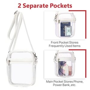PACKISM Clear Purses for Women Stadium - Clear Bag Stadium Approved Crossbody Bag Adjustable Shoulder Strap for Concerts Sports Festivals Events Game Day, White