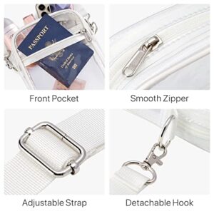 PACKISM Clear Purses for Women Stadium - Clear Bag Stadium Approved Crossbody Bag Adjustable Shoulder Strap for Concerts Sports Festivals Events Game Day, White