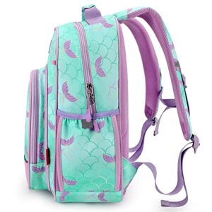 mibasies Girls Backpack for Elementary School, Backpack for Girls 5-8, Large Capacity Kids Backpacks for Girls(Mermaid)