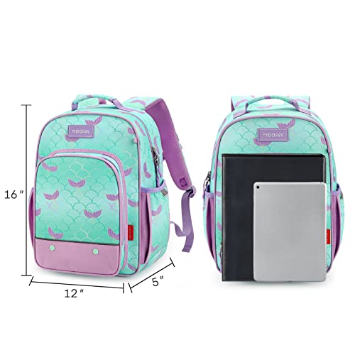 mibasies Girls Backpack for Elementary School, Backpack for Girls 5-8, Large Capacity Kids Backpacks for Girls(Mermaid)