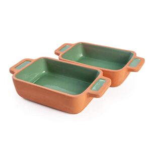 luksyol handmade terracotta rectangular oven tray - authentic mexican pottery for tajine, moroccan, indian cooking | oven-safe clay pan for baking and slow-cooking | lead-free and versatile clay cookware