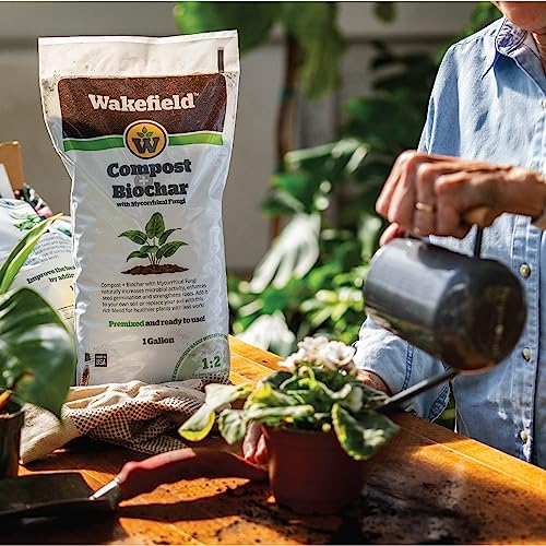 Wakefield Compost + Biochar with Mycorrhizal Fungi – Premium Aged Organic Compost with Mycorrhizal Fungi, Blended with 100% Biochar – 1 cu/ft