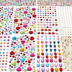mydbuysome 2774pcs gem stickers jewels for crafts - self adhesive stick on rhinestones for crafts, acrylic bling heart craft supplies for kids