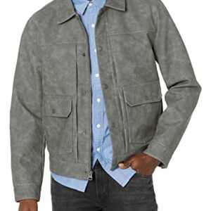 Levi's Men's Lightweight Trucker Shirt Jacket, Light Grey Faux Nubuck