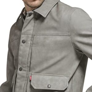 Levi's Men's Lightweight Trucker Shirt Jacket, Light Grey Faux Nubuck