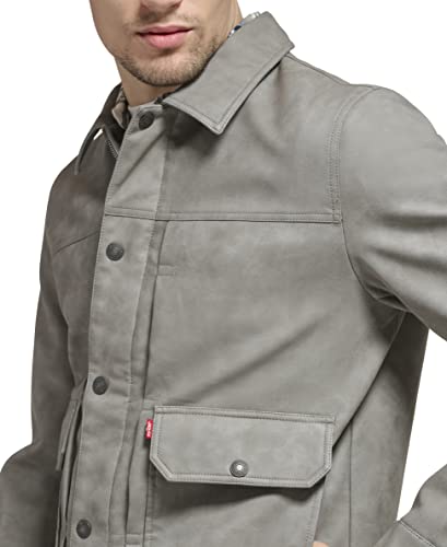 Levi's Men's Lightweight Trucker Shirt Jacket, Light Grey Faux Nubuck