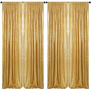 blxsif gold sequin backdrop curtains - 4 panels 2.5x8ft glitter gold photo backdrop party wedding baby shower curtain sparkle photography background