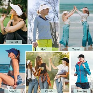 Sun Hats for Women Wide Brim Summer Hat with UV Protection Beach Sport Golf Sun Visor Cap with Ponytail Hole Navy