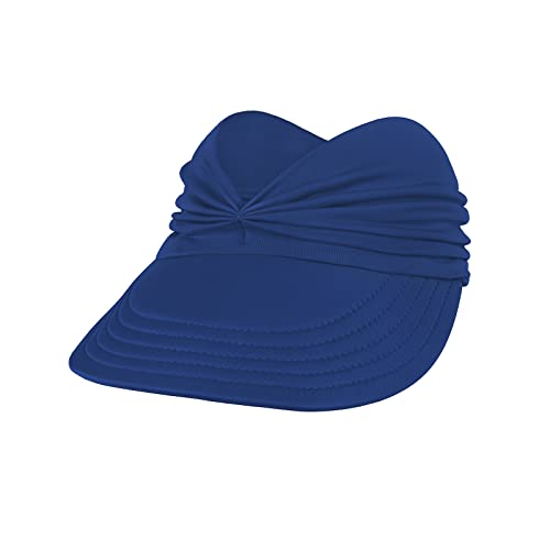 Sun Hats for Women Wide Brim Summer Hat with UV Protection Beach Sport Golf Sun Visor Cap with Ponytail Hole Navy