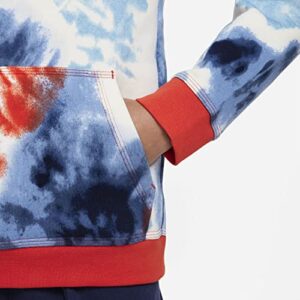 Nike Sportswear Club Big Kids' Tie-Dye Pullover Hoodie (as1, alpha, x_l, regular, Habanero Red)