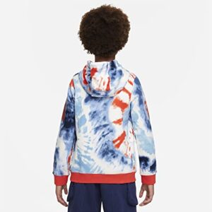 Nike Sportswear Club Big Kids' Tie-Dye Pullover Hoodie (as1, alpha, x_l, regular, Habanero Red)