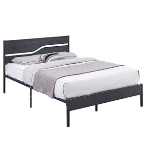 VECELO Full Size Platform Bed Frame with Wood Headboard, Strong Metal Slats Support Mattress Foundation, No Box Spring Needed