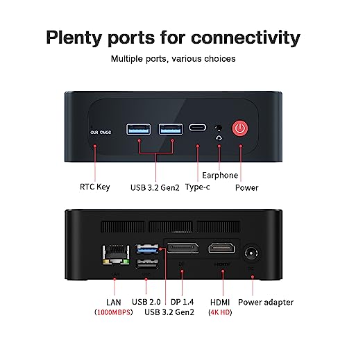 Beelink SER5 Mini PC,AMD Ryzen 5 5500U Processor,up to 4.0 GHz(6C/12T),Mini Computer with 16G DDR4 RAM/500GB M.2 NVMe 2280 SSD,4K FPS/WiFi 6/BT5.2/Three-Screen Display/Auto Power On