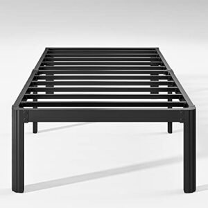 hunlostten 14in twin xl heavy duty bed frame no box spring needed, tall metal twin xl platform bed frame with round corners, easy assembly, noise free, black