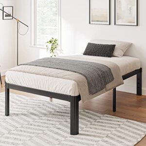 Hunlostten 14in Twin XL Heavy Duty Bed Frame No Box Spring Needed, Tall Metal Twin XL Platform Bed Frame with Round Corners, Easy Assembly, Noise Free, Black