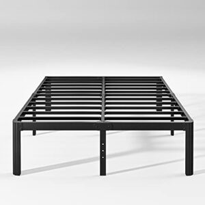 hunlostten 14in high heavy duty california king bed frames no box spring needed, metal platform cal king bed frame with round corners, easy assembly, noise free, black