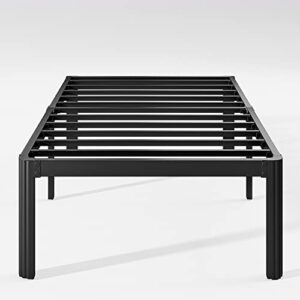 hunlostten 18in twin xl heavy duty bed frame no box spring needed, tall metal twin xl platform bed frame with round corners, easy assembly, noise free, black