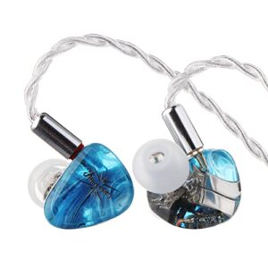 linsoul kiwi ears orchestra lite performance custom 8ba in-ear monitor iem with detachable 4-core 7n oxygen-free copper ofc cable, handcrafts faceplate for audiophile studio musician (blue)