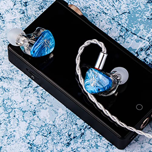 Linsoul Kiwi Ears Orchestra Lite Performance Custom 8BA in-Ear Monitor IEM with Detachable 4-core 7N Oxygen-Free Copper OFC Cable, Handcrafts Faceplate for Audiophile Studio Musician (Blue)